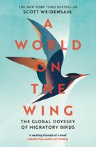 Boek "A World on the Wing" met een gestileerde illustratie van een vogel in vlucht, met oranje tekst.