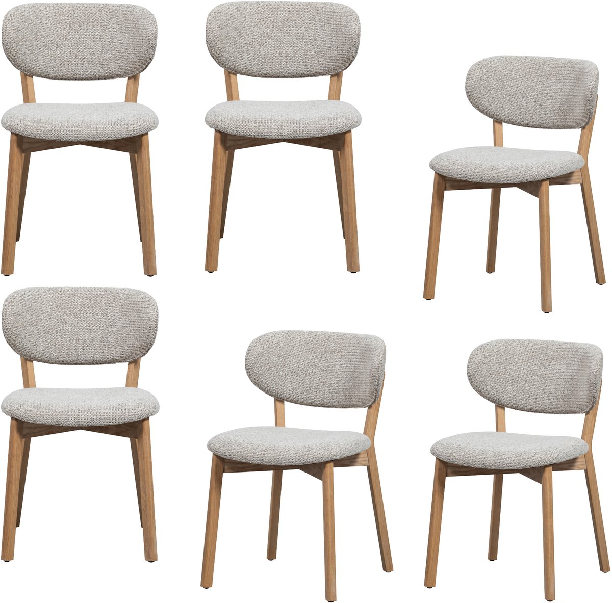 WOOOD Udar Eetkamerstoelen Houten Frame - Naturel - Set van 6