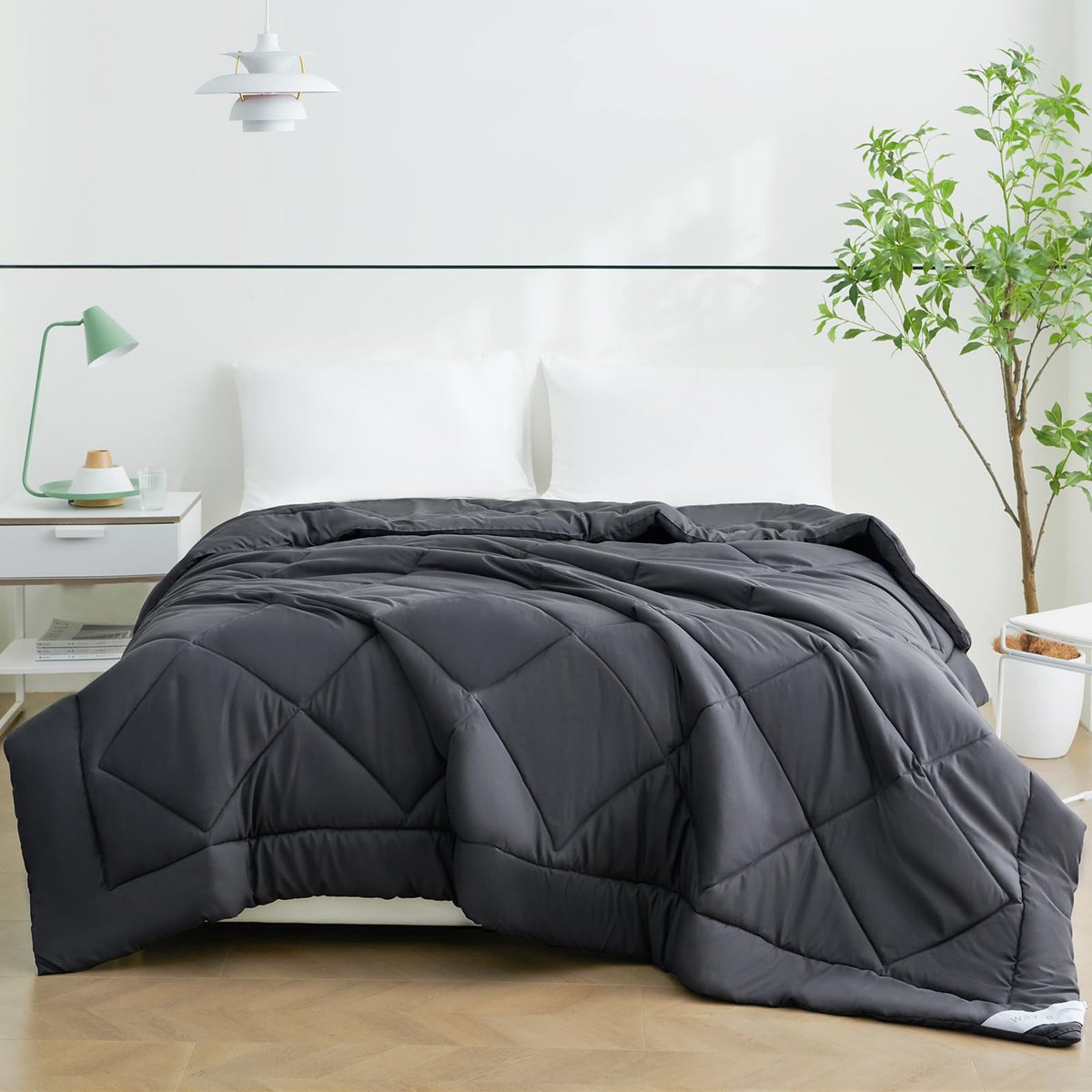 SnelShoppen - Zomer Dekbed 140x200 cm - Licht Dun Zacht Ademend Zomerdekbed - 150gsm Microvezel Grijs - Perfect voor Warmere Nachten, Camping en Kinde