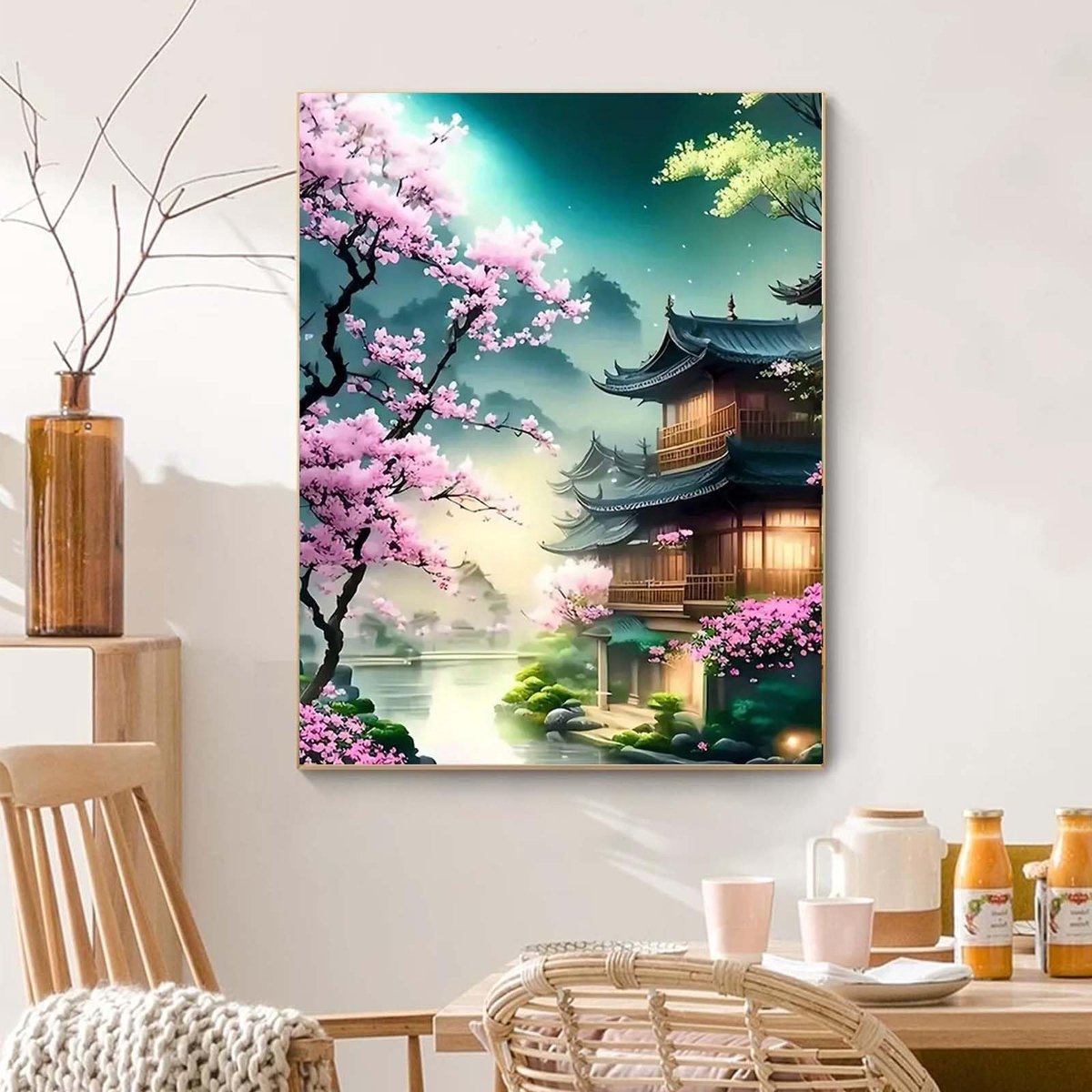 SnelShoppen - Schilderen op nummer volwassenen bloemen en zee - Cheerful painting kits 40x50cm canvas met penselen voor creatief knutselen