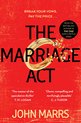 Boekomslag 'The Marriage Act' van John Marrs met gebroken gouden ring op rode achtergrond. Tekst: 'Break your vows, pay the price...'