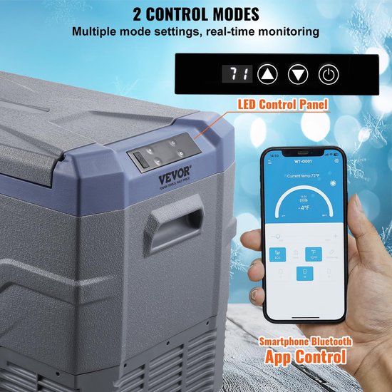 Aafinity Draagbare Autokoelkast met Vriezer 45L - 12V Compressor Koeler met Bluetooth Bediening en LED-display -20°C tot 20°C voor Kamperen en Reizen van Merkloos — afbeelding 4