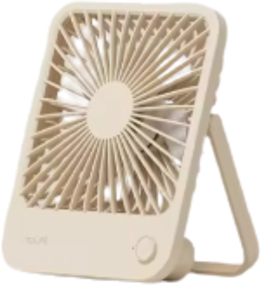 Stervia Bureauventilator - Mini Ventilator - Kleine Ventilator - Met Standaard - Beige - Vierkant - Met Standaard - Draagbaar - 16.5 x 13.4 cm
