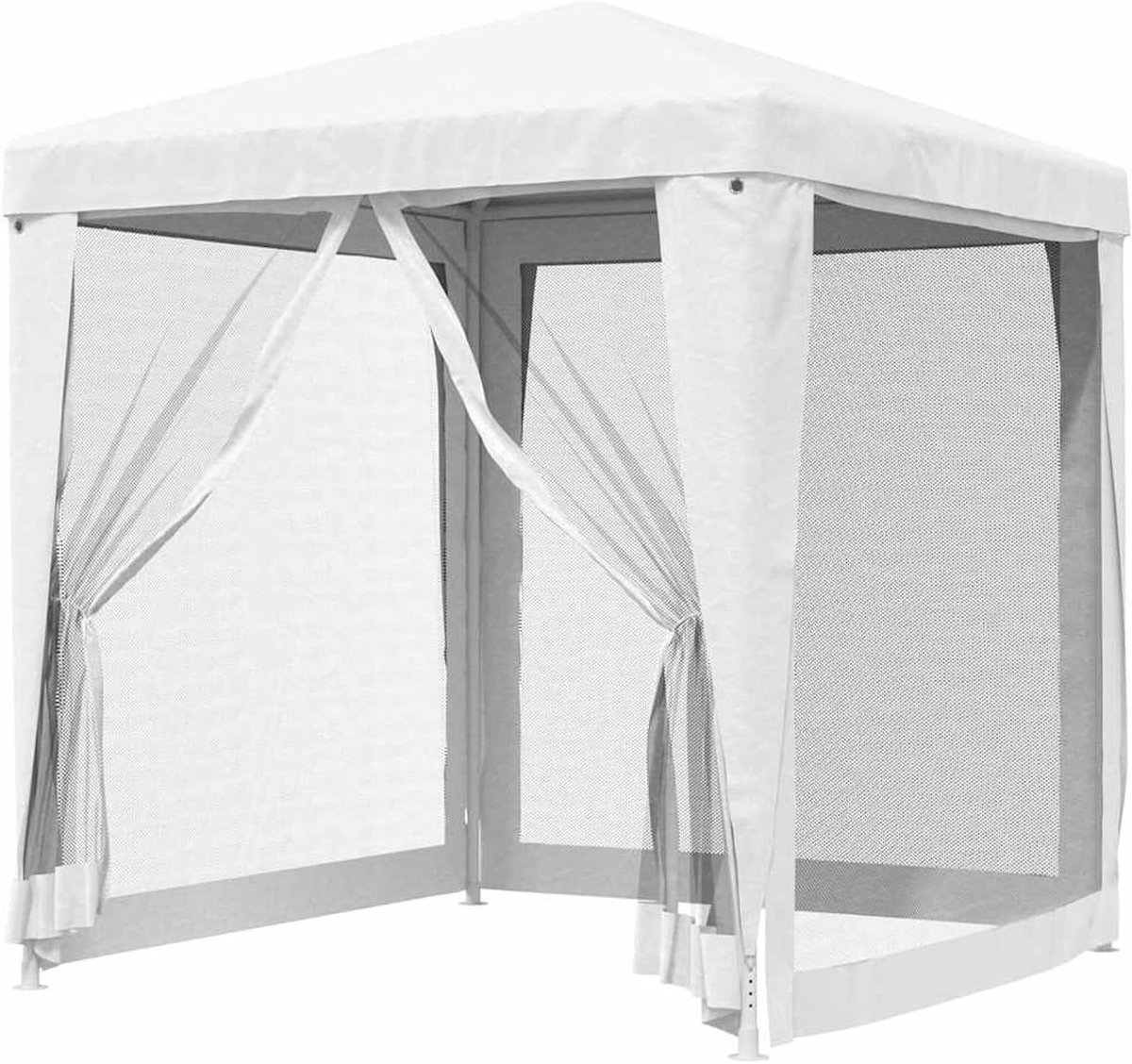 Partytent met zijwanden - Tuintent Paviljoen - Feestelijke Bijeenkomsten - Waterdicht PE Dak - 2 x 2 m - Wit