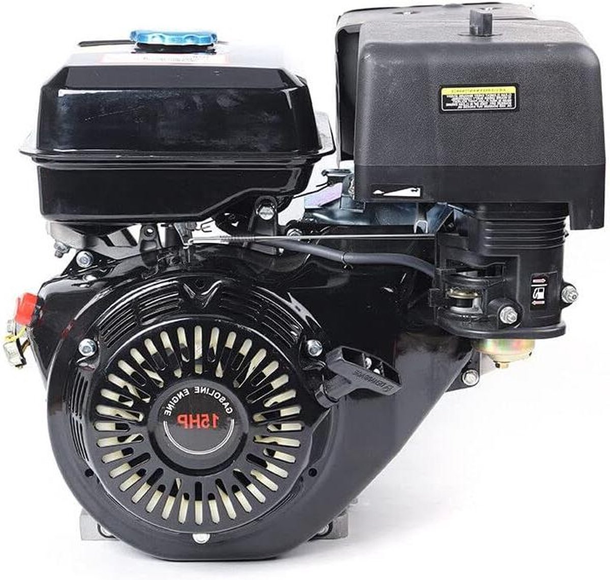 Benzinemotor 4-takt - Industriële motor Kartmotor - Aandrijven van machines - Geforceerde luchtkoeling - 15 pk - Zwart