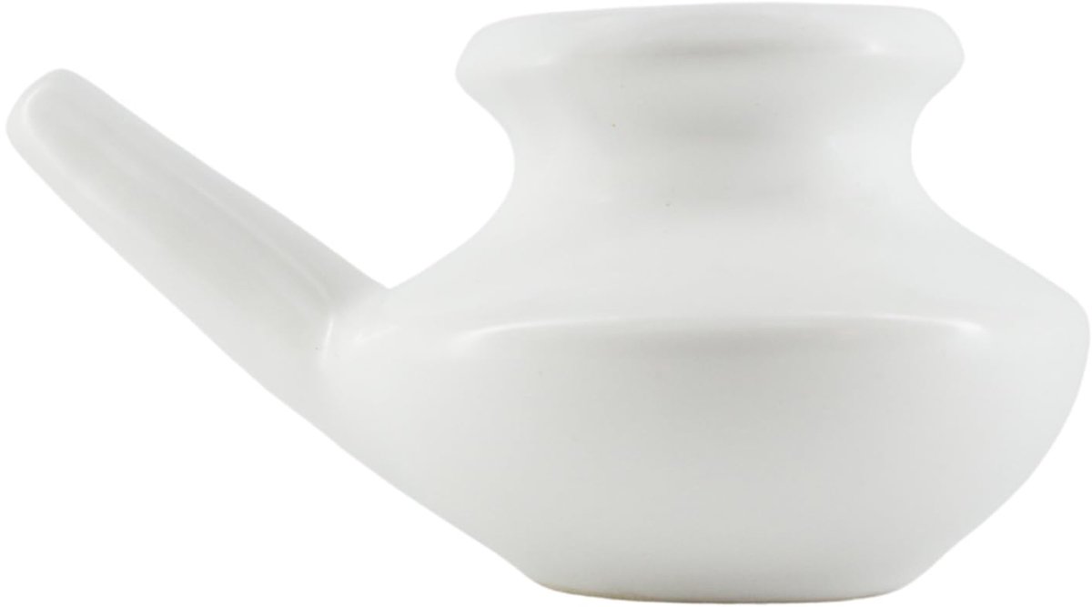 SnelShoppen - Keramische Neti-pot voor Sinussen, 250 ml, Wit, Inclusief 5 Zakjes Netizout, Natuurlijke Behandeling voor Allergieën en Verstopte Neus