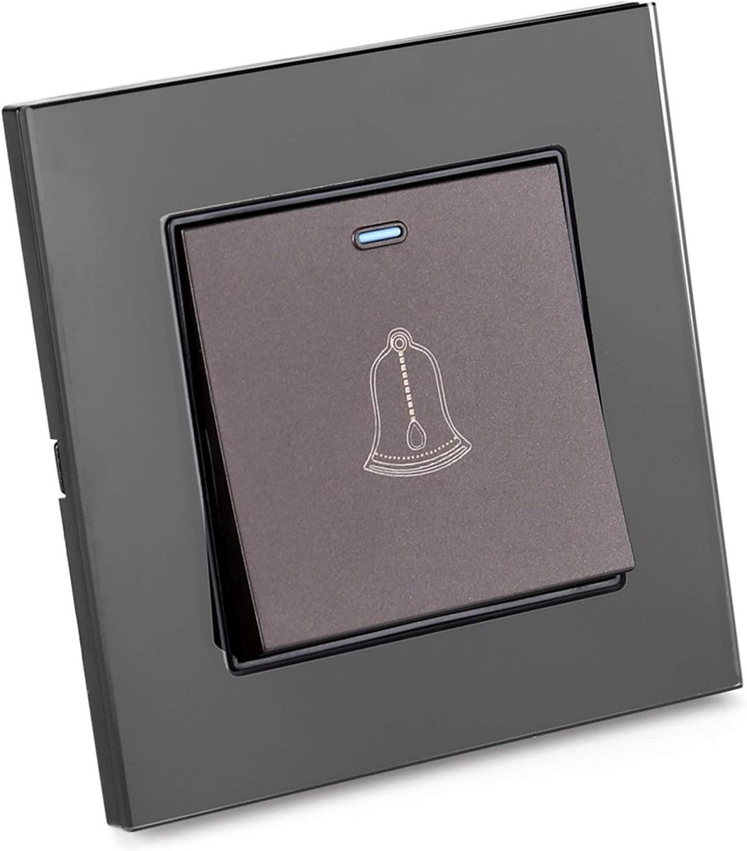 Drukknop Deurbel - Belknop Schakelaar - Toegangscontrole Huis - Paneel van Gehard Glas - 86 x 86 mm - Wit