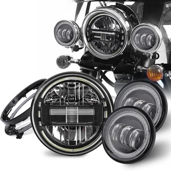 Motorfiets Koplamp - LED Koplamp - Veiliger Rijden - Hoge Intensiteit LED Chip - 7 Inch - Chroom — afbeelding 3