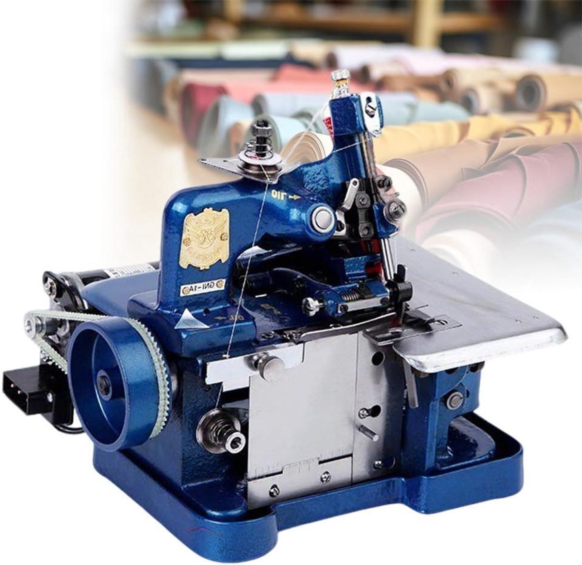 Industriële Lockmachine - Overlockmachine Naaimachine - Stof Verwerken - Instelbare Steeklengte - 3000 Steken/Min - Blauw