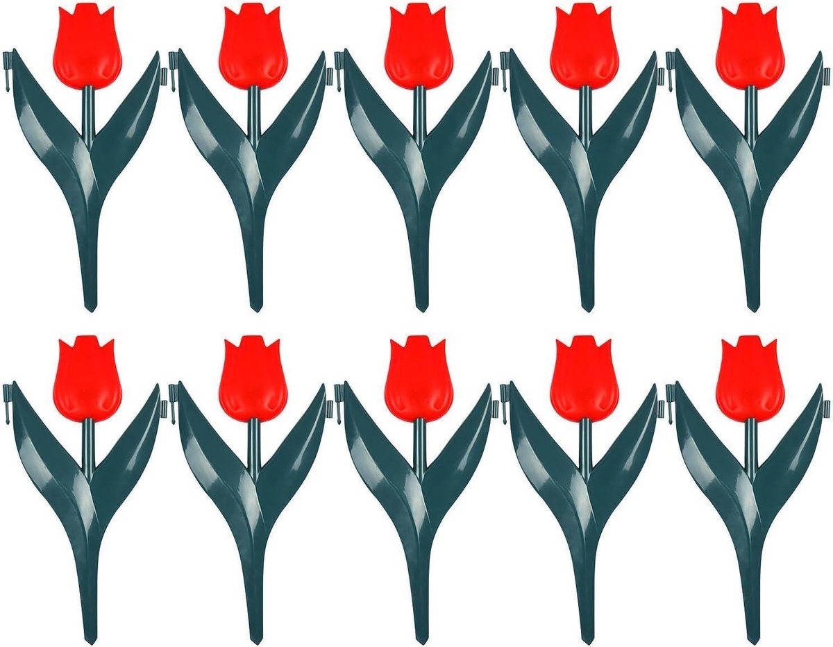 Tuinrand Bloemen - Bloembed afscheiding - Tuinieren en decoreren - Bloemvormige decoratie - 10 stuks - Rood