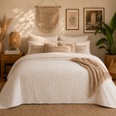 L&G - %100 Katoen Bedsprei 220 x 240 cm – 2-Persoons Bedsprei - Sprei - Plaid – quilt - Deken - Manu Creme