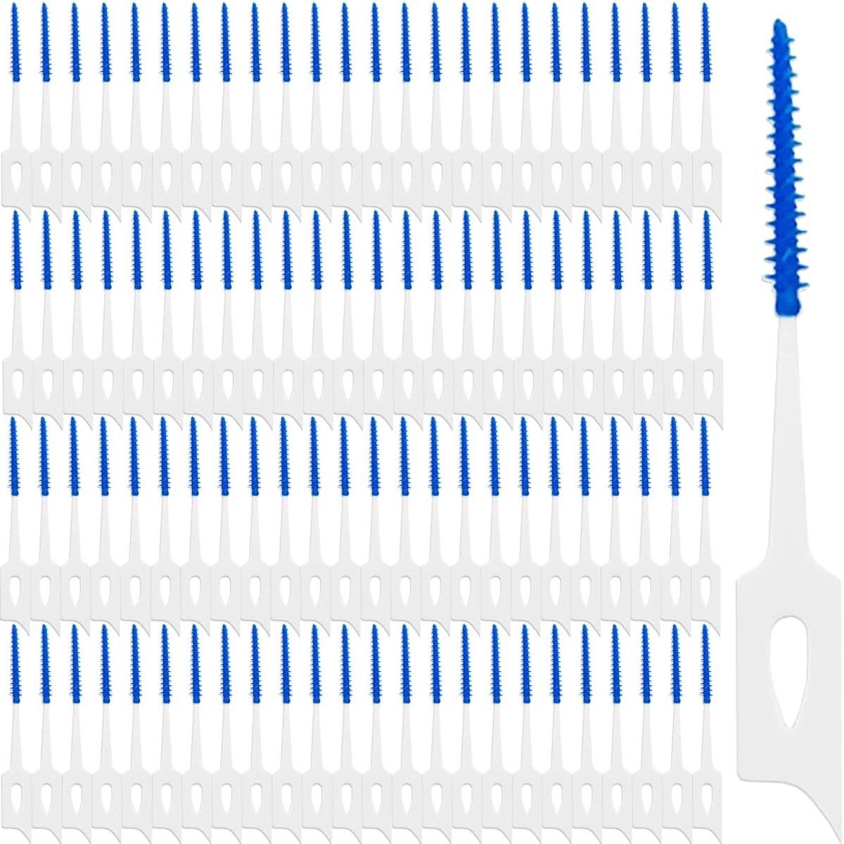 Interdentale Borstels - Tandenstokers Flosborstel - Mondhygiëne Verbeteren - Zacht Siliconen Materiaal - 200 Stuks - Blauw Wit