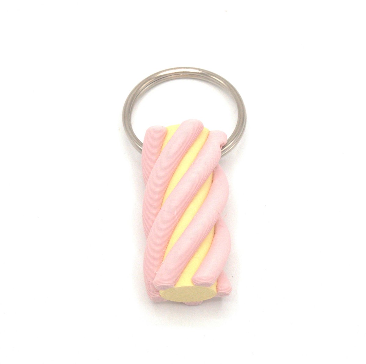 Spekje Twist - Sleutelhanger - 2 kleuren - Roze-Geel - Oud-Hollands - Spekje - Dutch Design - 3D Geprint - Bagcharm - Tashanger - Snoepje - Tas - Hanger - Geschenk - Cadeau - juffen cadeau