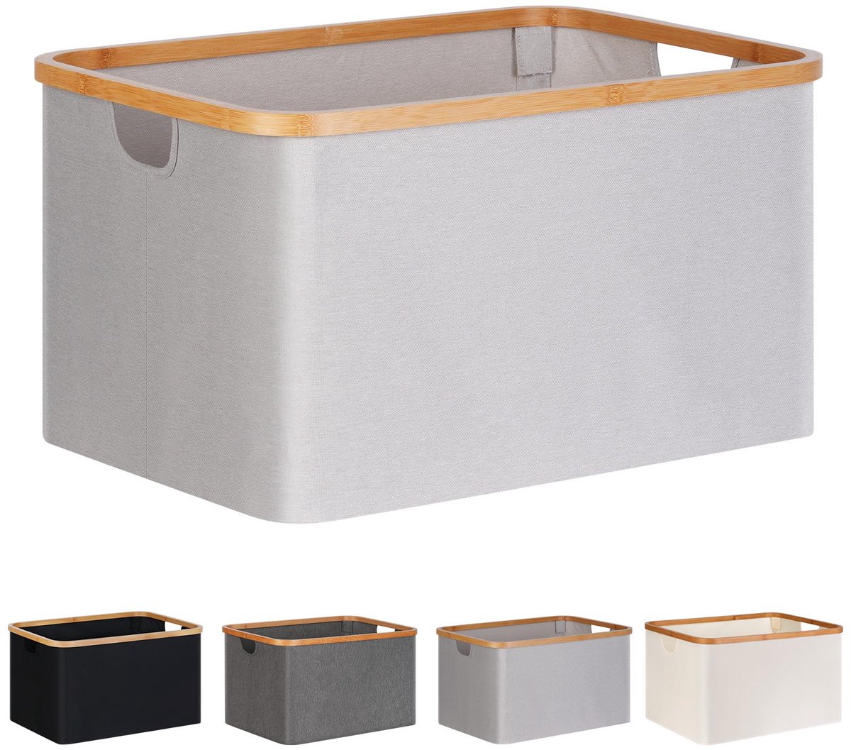 SnelShoppen - Opvouwbare Wasmand - Bamboestof Opbergmand 60 Liter Lichtgrijs voor Slaapkamer, Badkamer, Camping, Kinderen, Tuin, Keuken
