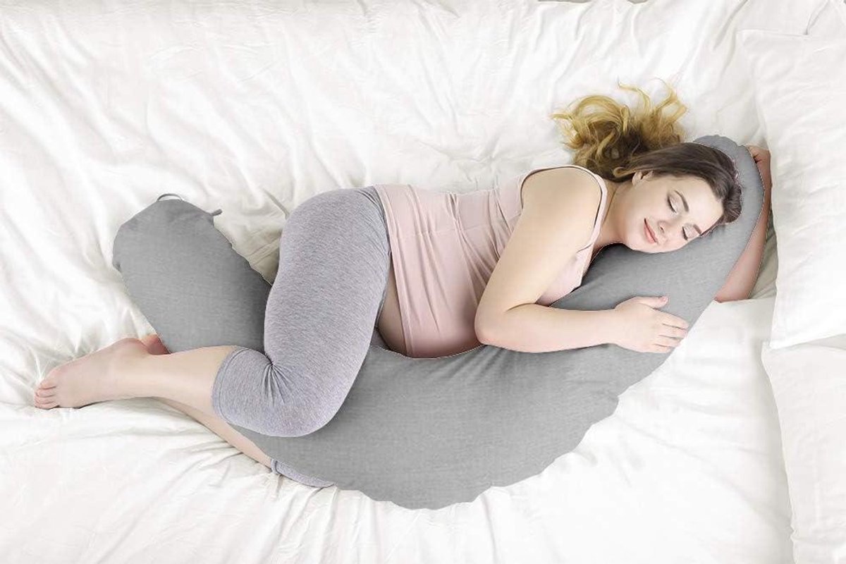 Zijslaper Kussen - Zwangerschapskussen Bodykussen - Ontspannen Slapen - U-vormige Ondersteuning - 170 cm - Grijs