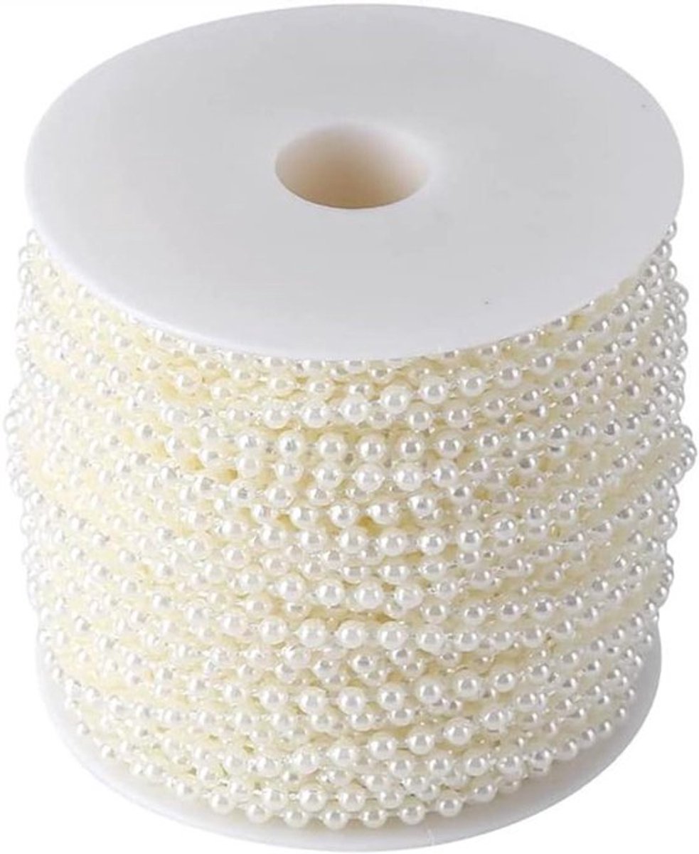 Kunstmatige kraal Roll Garland Trim Spoel voor DIY Crafts-Beige-Geschikt voor DIY-projecten-Kunstbloemen en decoraties-Lengte 10 meter.