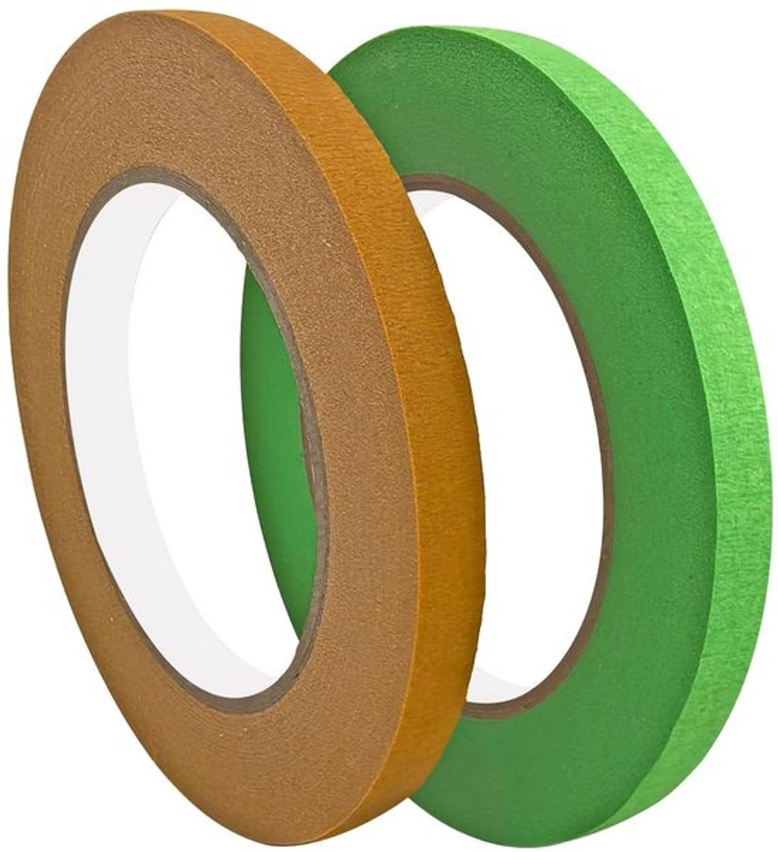 Afdektape 2 rollen 10 mm x 50 m voor schilderen handwerk knutselen lichtgroen bruin met goede kleefkracht