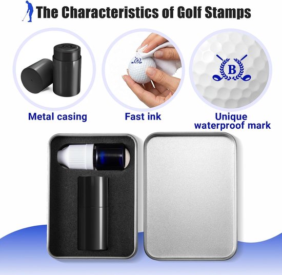 Golfbal Stempel - Golf Markering - Golfbal Identificeren - Zelfinktend Herbruikbaar - 9.98 x 5.99 x 2.49 cm - Brief W — afbeelding 5