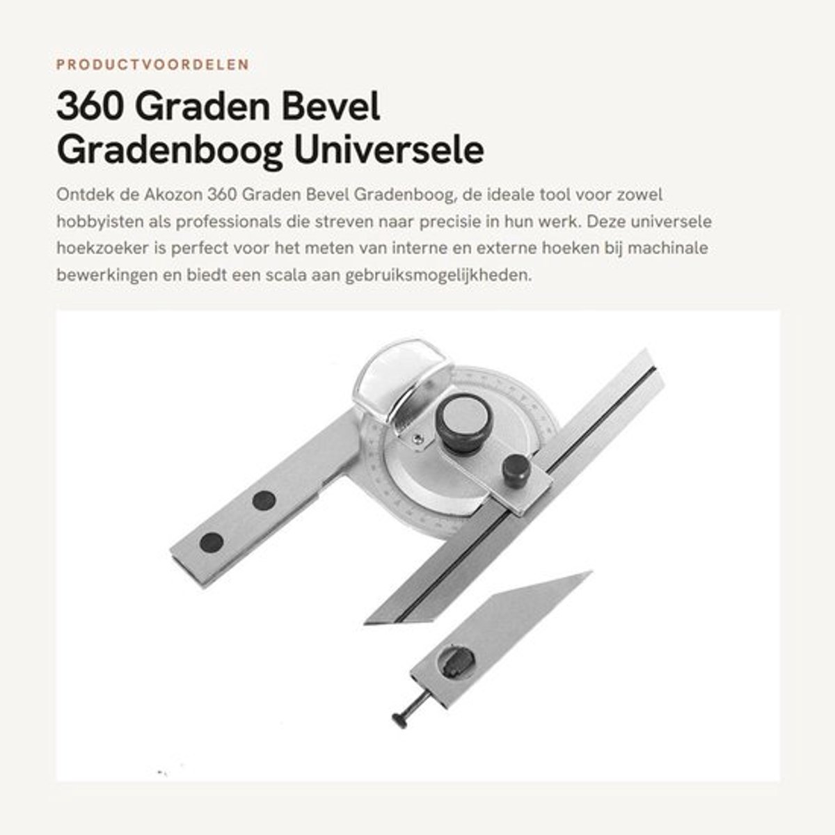 360 Graden Bevel Gradenboog - Universele Hoekzoeker - Met Vergrootglas - 31,5 x 12 x 4 cm - Precisie Meetliniaal - Geschikt voor Hoekmeti...