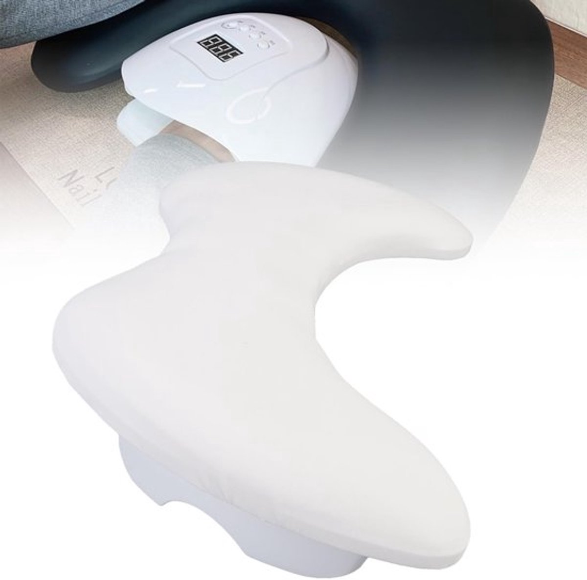 Nagelhandsteun U-vormig - Afneembare Armleuning - Manicure Kussen - Ruimteontwerp voor Nagellampen - Gemakkelijk Schoon te Maken - Standaardhoogte - Handkussen
