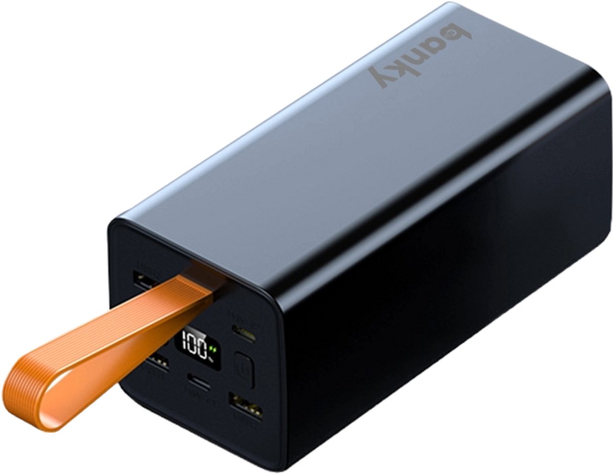 Banky Laptop Powerbank 50.000 mAh - 100W USB C Snellader - Powerstation met Display & Zaklamp - MacBook