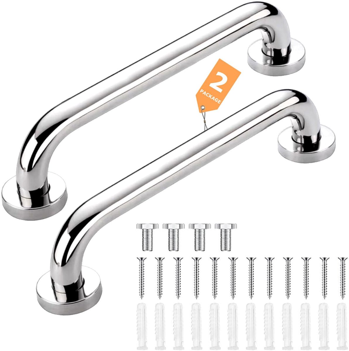 Dailygoods - Badkamer Veiligheid Handgreep - 2 Stuks Roestvrij met Anti-slip