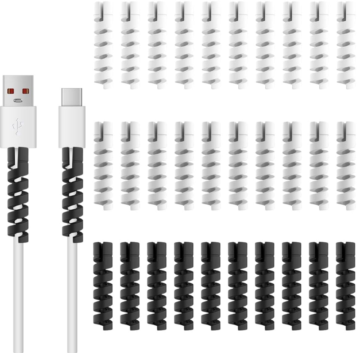 Dailygoods - 30 Stuks Kabelbescherming voor Opladers - Flexibele Siliconen Cover