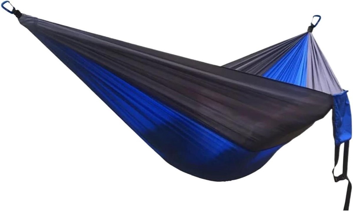 Draagbare Tuinschommel Hangmat - Kampeerstoel Reizen - Ontspannen Buiten - Ruim Ontwerp - 55 x 106 inch - Blauw Donkergrijs
