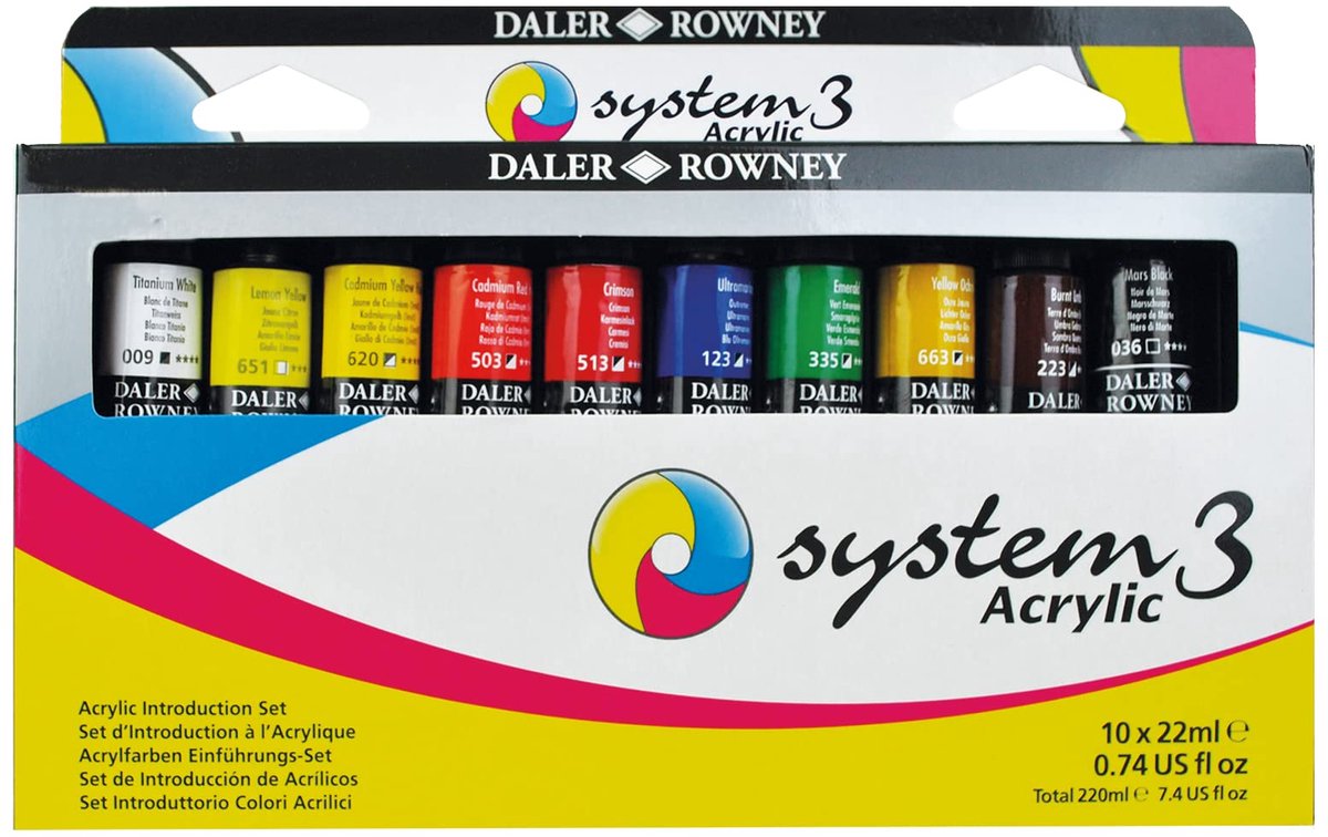 Dailygoods - Daler-Rowney System3 Acryl Introductieset - 10 x 22 ml Buizen
