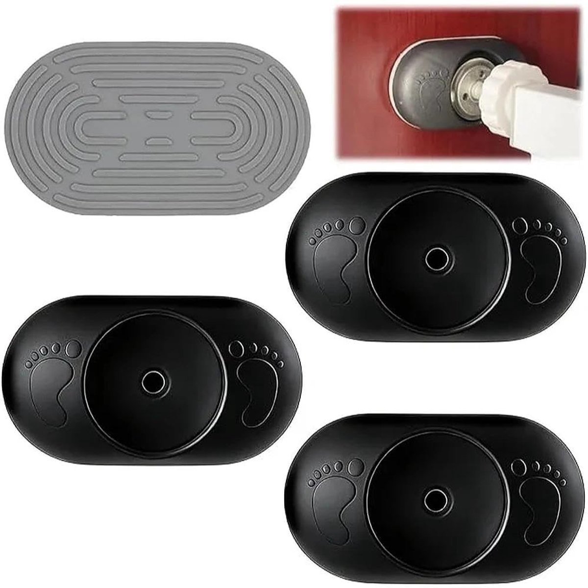 Dailygoods- Wandbeschermpads 4 Stuks - Traprooster - Deurbeschermingsrooster - Veiligheid - Drukgemonteerd - Schroefvrij - Deurbescherming