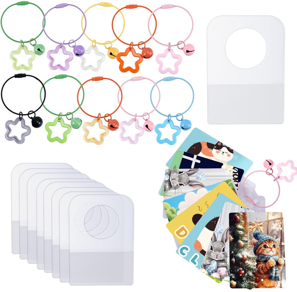 Dailygoods - Card Holder voor Yoto Kaarten - 200 Zelfklevende Tabs en 10 Sleutelhangers