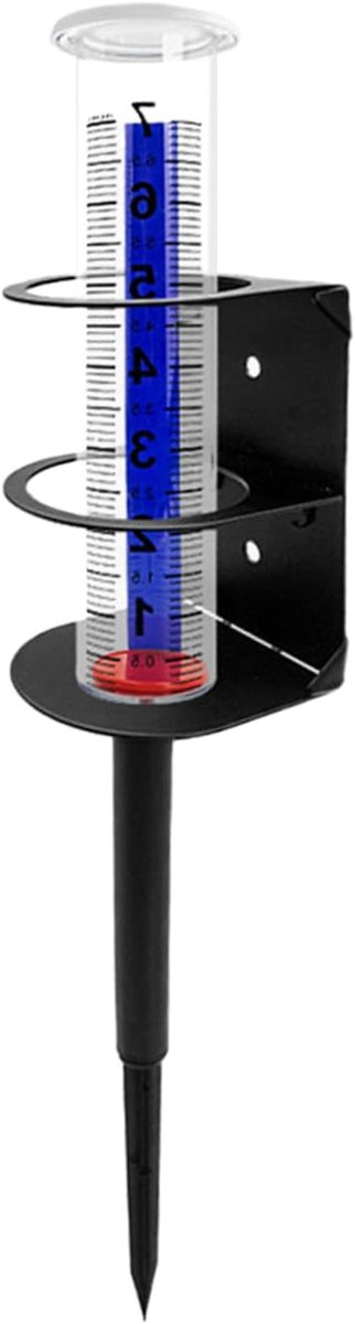 Regenmeter Buiten - Neerslagmeter Tuin - Weer Bewaken - Stabiele Metalen Houder - 26 x 8 x 8 cm - Transparant