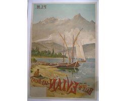 Evian Les Bains Poster - Wanddecoratie Haute Savoie - Woonkamer Decoreren - Olieverf Stijl - 50 x 70 cm