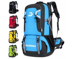 SnelShoppen - Wandelrugzak en Dagrugzak 60 Liter - Waterdichte Rugzak voor Bergen, Jacobsweg, Kamperen - Blauw, Grand, Sportief, Meerdere Compartiment