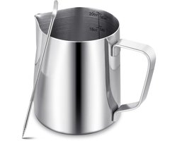 Melkopschuimer voor Koffie - 600ml RVS Melkkop voor Cappuccino, Latte en Espresso