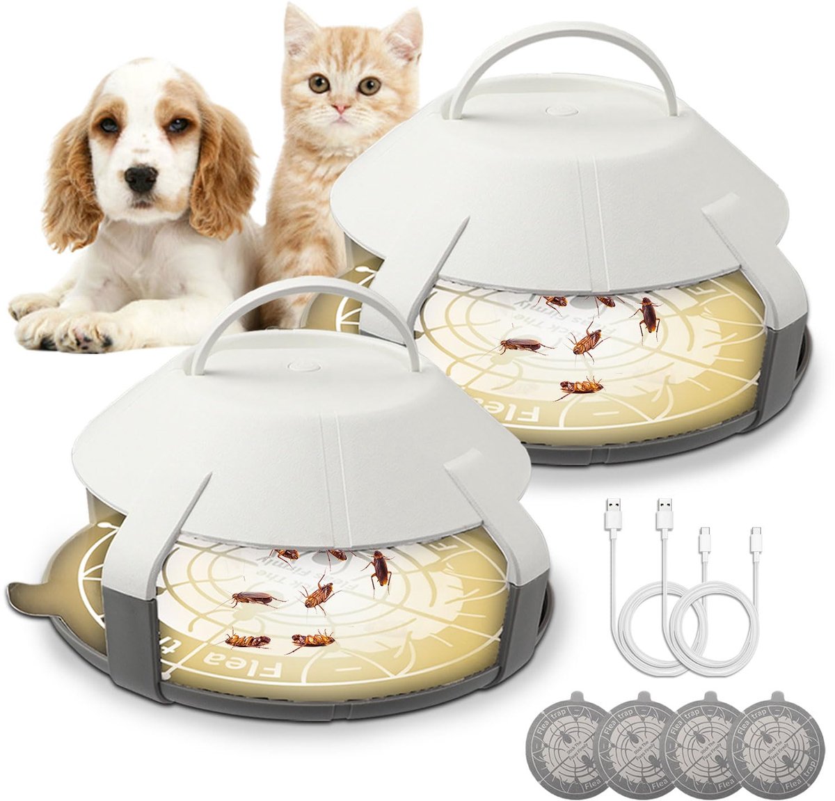 Dailygoods - Hoge Kwaliteit Vlooienval - 2 Stuks Milieu-vriendelijk en Veilig