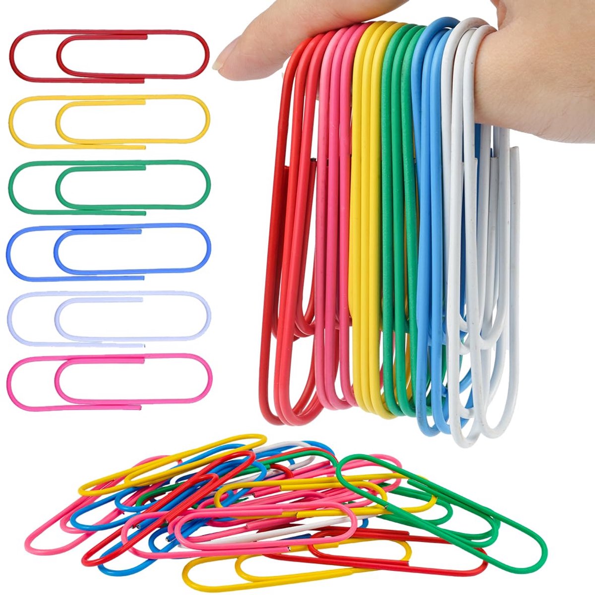 Dailygoods - 40 Grote Kleurige Paper Clips 100mm - Metalen Clips voor Kantoor en School