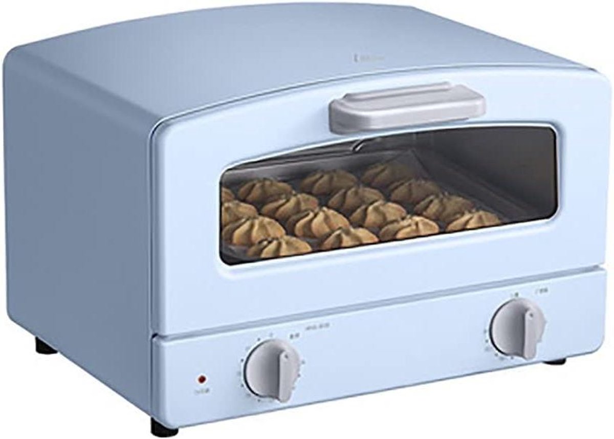 Elektrische Mini Oven Aanrechtoven Heteluchtoven Thuis Bakken Grillen Dubbel Glas Kruimellade 12 Liter Blauw