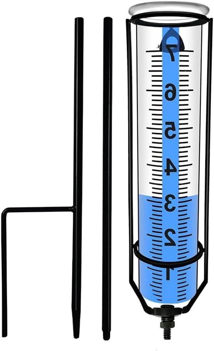 Regenmeter Buiten - Tuinmeter Water - Tuinonderhoud Meten - In hoogte verstelbaar - 7 x 7 x 26 cm