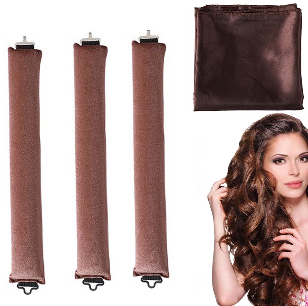 Dailygoods - 3-delige Lange Krullers Haarband - Zachte Krullers voor 's Nachts