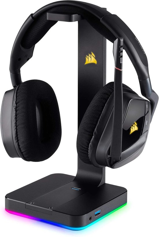 Headset Standaard - Accessoire Houder - Bureau Organisatie - Geïntegreerde 7.1 Audio - Dubbele USB 3.1 - Zwart — afbeelding 2