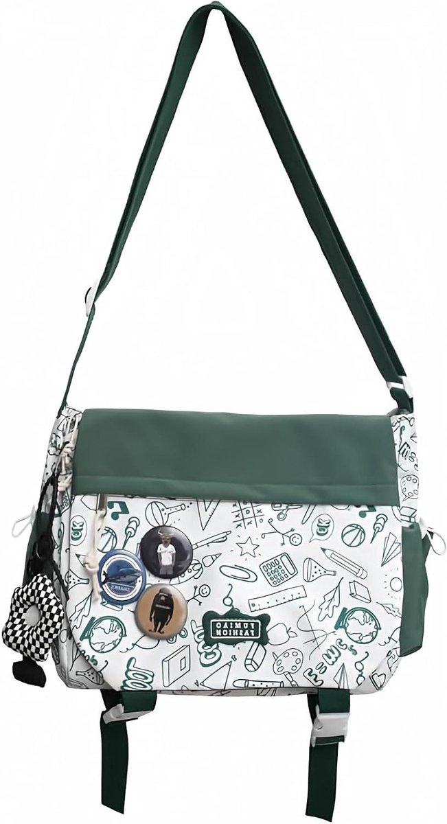 Crossbody Tas - Schoudertas Messenger - Dagelijks Gebruik - Unisex Stijl - 32.4 x 15.5 x 6 cm - Groen