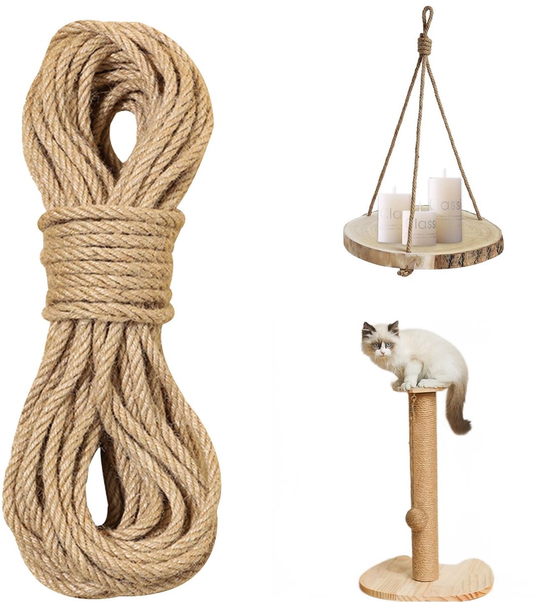 Dailygoods - Natuurlijke Jute Touw 8mm 20m - Sterk Jute Koord voor Tuin en Creatieve Klussen