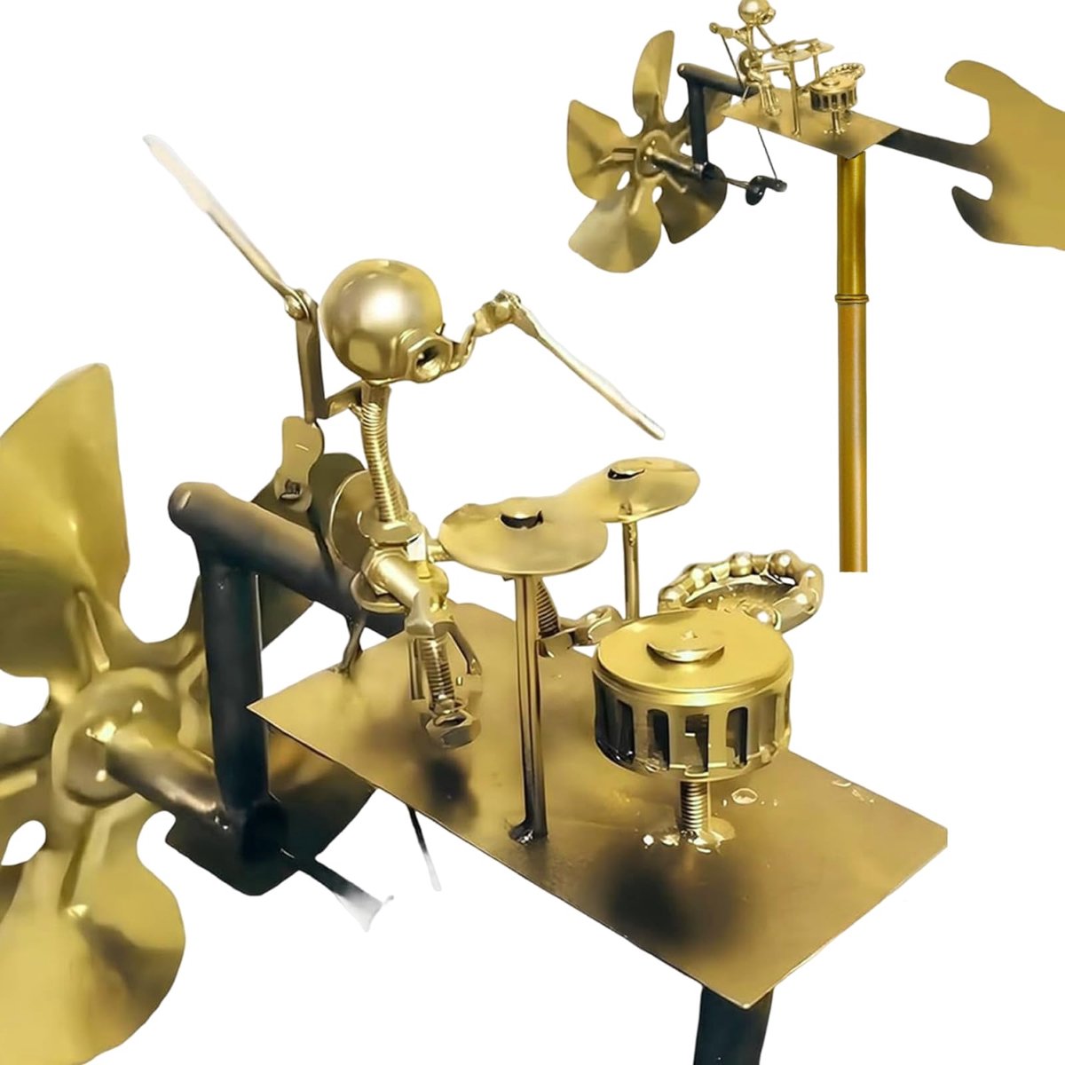 Dailygoods - Metalen Drummer Windmolen - Handgemaakt Sculptuur voor Tuin en Terras