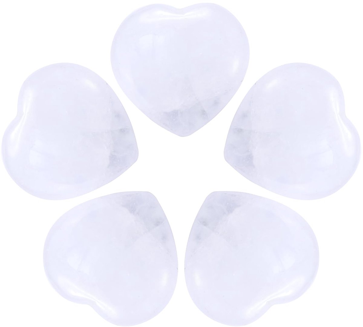 Dailygoods - 5 Stuks Natuurlijke Hartvormige Amethist Kwartsstenen - Voor Meditatie en Balans