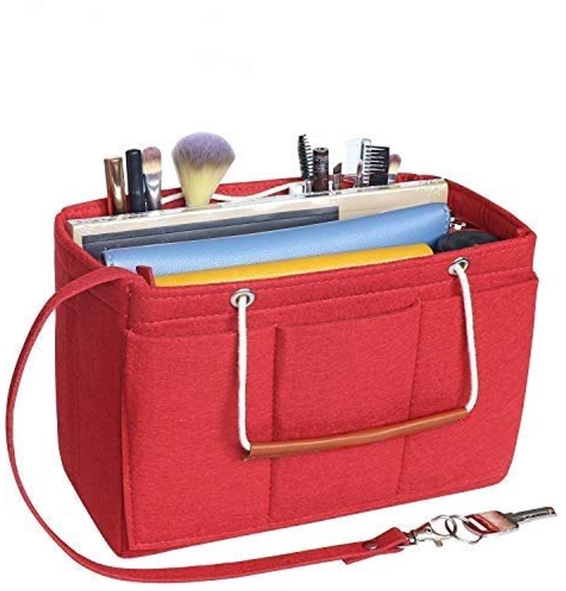 Dailygoods - Vilten Tas Organizer voor Handtas Speedy 30-40 met Sleutelhanger