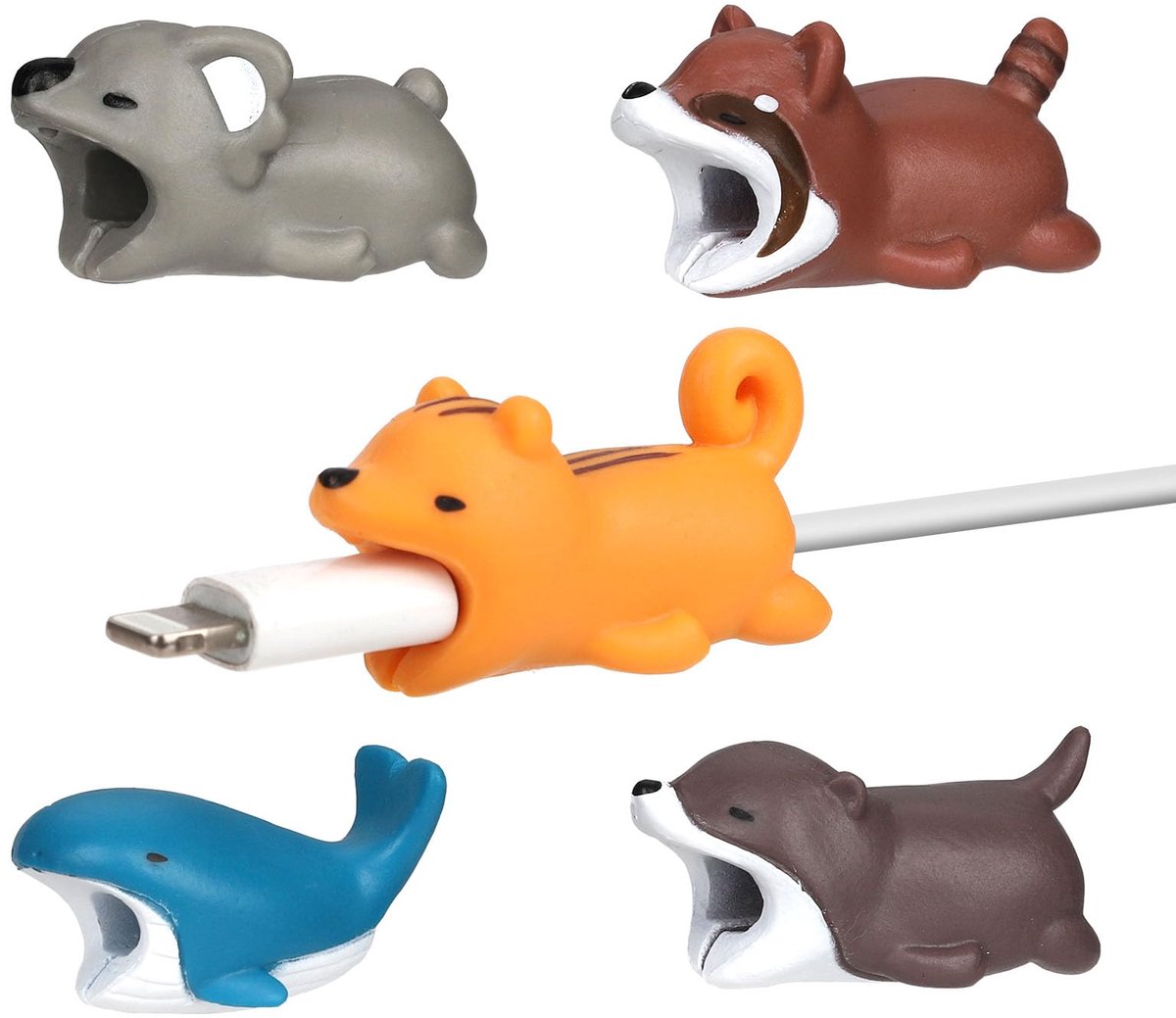 Dailygoods - 5 Stuks Dieren Kabelbeschermers voor Mobiele Telefoons en iPads