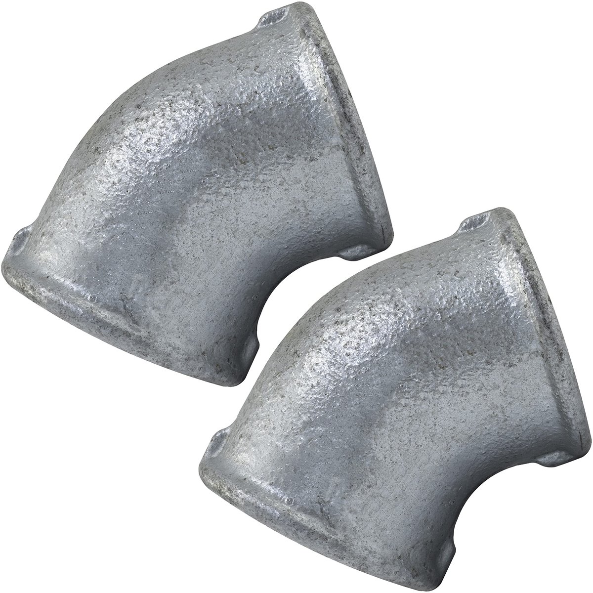 Dailygoods - Set van 2 Gietijzeren Bochten 45° 1" - Geanodiseerde Aansluitingen voor Sanitair