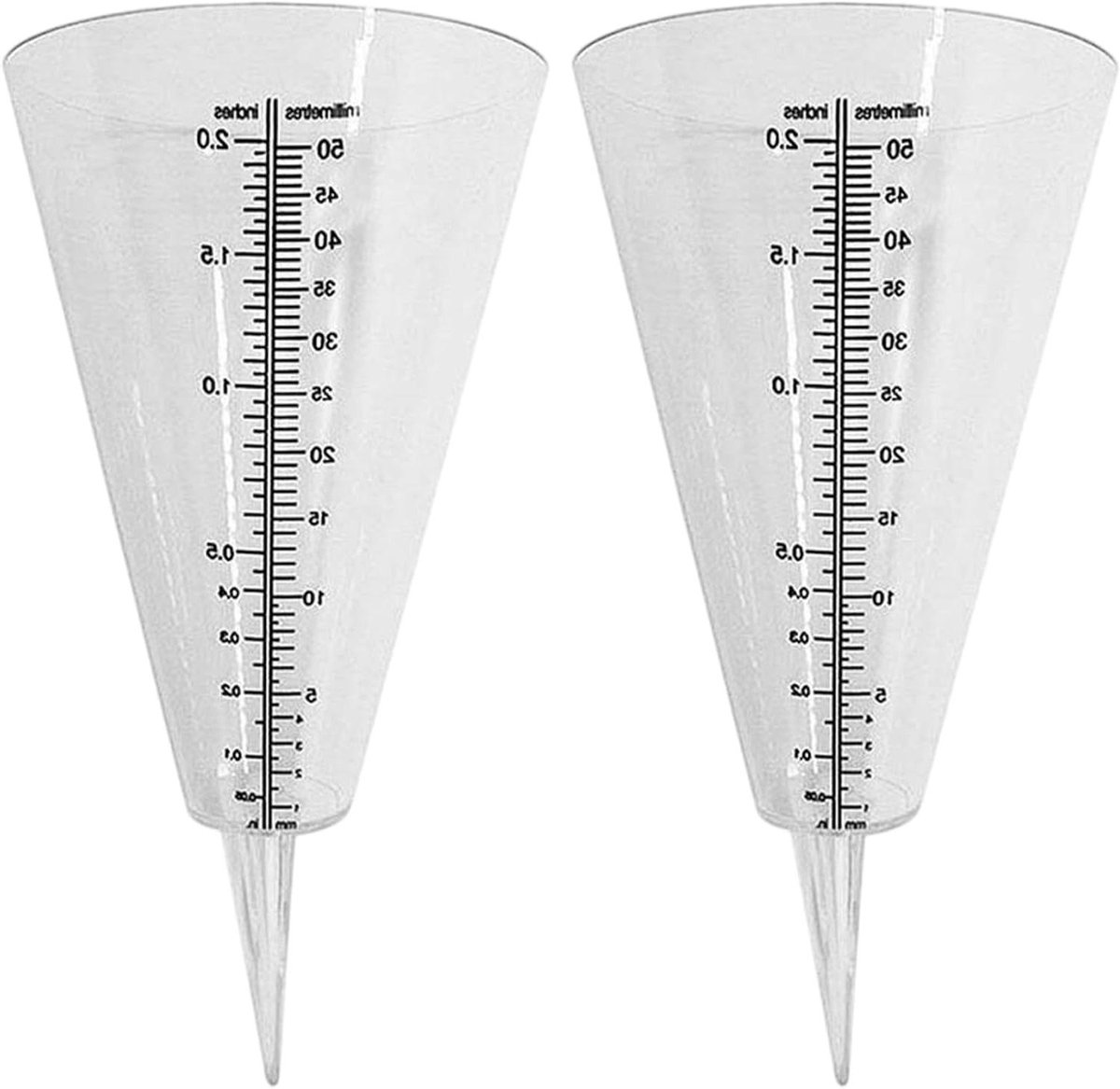 Regenmeter Set - Neerslagmeter Tuin - Waterbeheer Tuin - Kegelvormig Ontwerp - 10x215 cm - Transparant