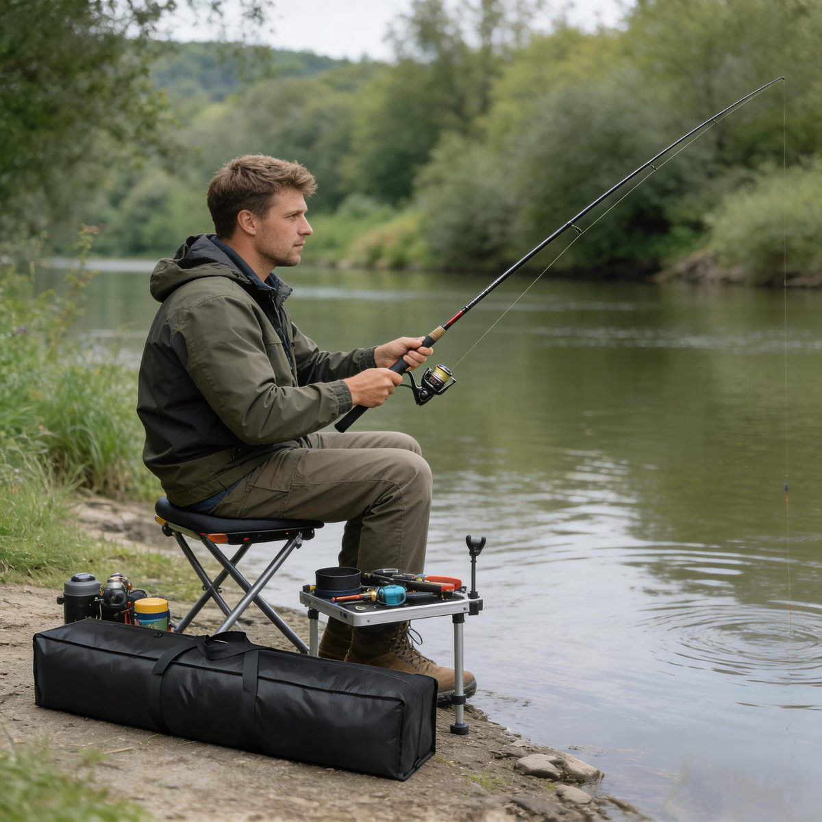 SnelShoppen - Copechilla Hengeltas Waterdicht, Versterkt Handvat, 120 x 15 x 15 cm, Zwart, Ideaal voor Vissen, Kamperen en Buitensport